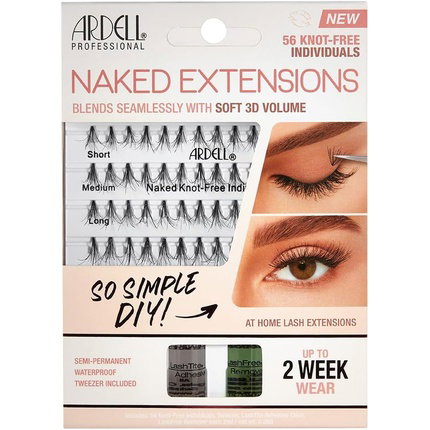 Ardell Naked Extensions Soft 3D Volume x 56 Knot-Free Individuals Negro
