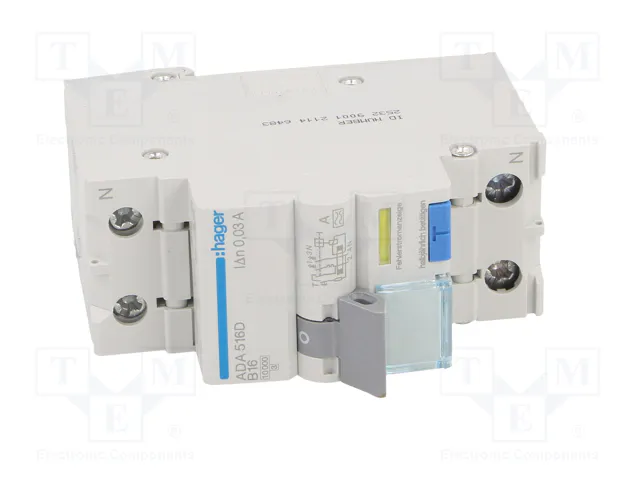 Hager ADA516D Interruptor Diferencial Typ A 1P+N 16A 30mA 10kA