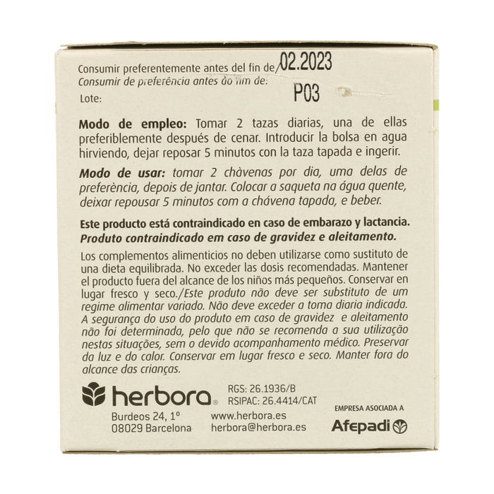 Herbora Infusión Herboplant Hepabil 8, 20 bolsitas infusoras de 1.5g