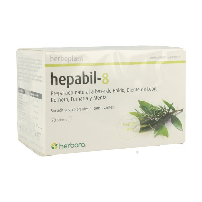 Herbora Infusión Herboplant Hepabil 8, 20 bolsitas infusoras de 1.5g