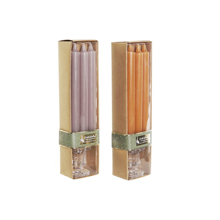 DKD Home Decor Set de 4 Velas de Cristal con Portavelas, Surtido Naranja y Gris DKD Home Decor Set de 4 Velas de Cristal con Portavelas, Surtido Naranja y Gris