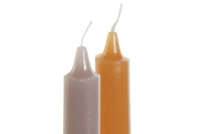 DKD Home Decor Vela Navidad Alpina Naranja Gris Cristal Cera 2 x 2 x 20 cm Set 4 Unidades