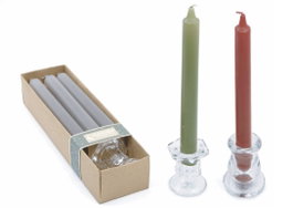 DKD Home Decor Set de 4 Velas de Cristal con Portavelas, Surtido Naranja y Gris