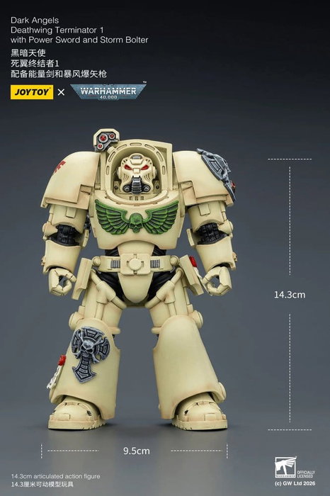 Joy Toy (CN) Warhammer 40,000 Figura Dark Angels Deathwing Terminator con Power Sword y Storm Bolter