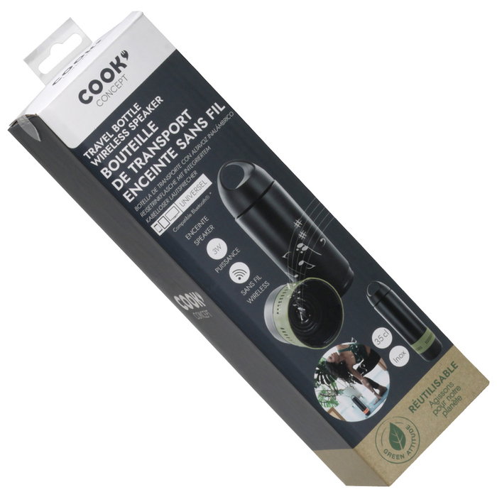 Cook Concept Botella 350 Ml Con Altavoz Bluetooth Acero Inoxidable