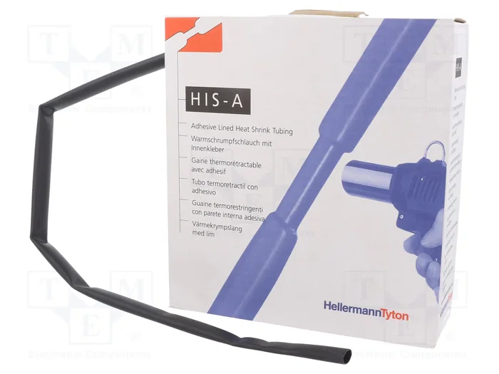 HELLERMANNTYTON Tubo termoretráctil con pegamento 9mm 3:1 Negro 5m HELLERMANNTYTON Tubo termoretráctil con pegamento 9mm 3:1 Negro 5m