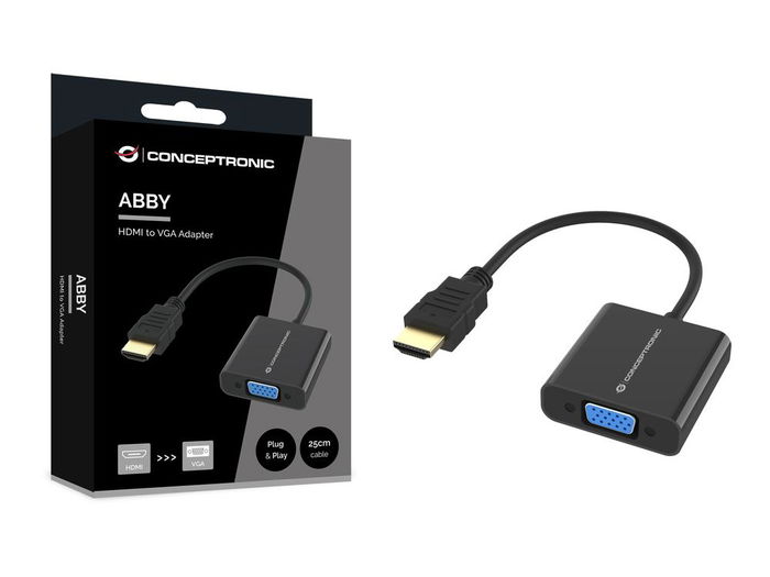 Conceptronic Adaptador HDMI a VGA 0.25 m ABBY20B - Convertidor de Señal 1080p 60 Hz