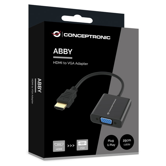 Conceptronic Adaptador HDMI a VGA ABBY20B 1080p 60Hz 0,25m