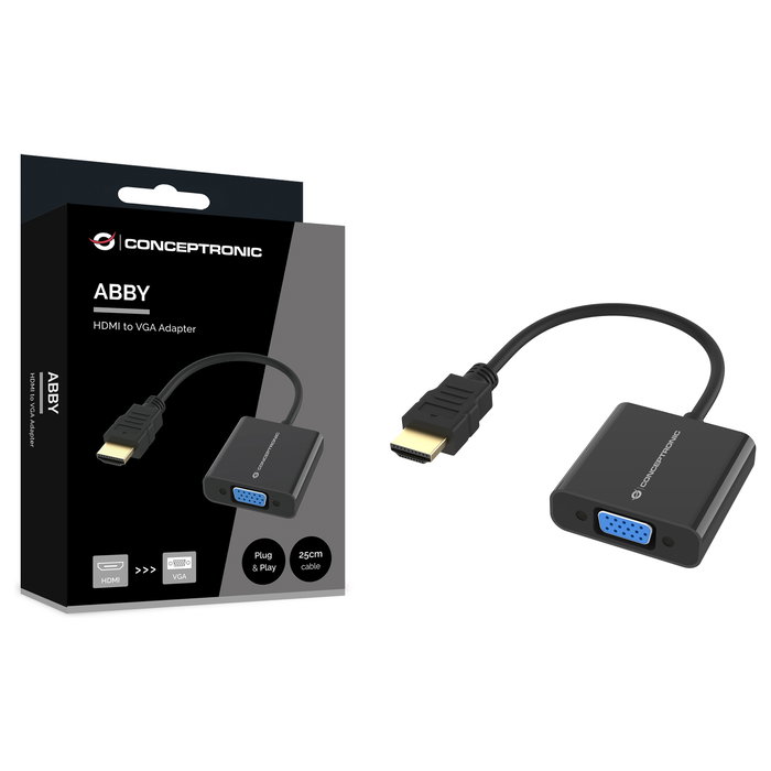 Conceptronic Adaptador HDMI a VGA ABBY20B 1080p 60Hz 0,25m
