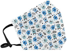 Mascarilla De Proteccion Reutilizable Fuli Pequeña Talla S Monsters Azul