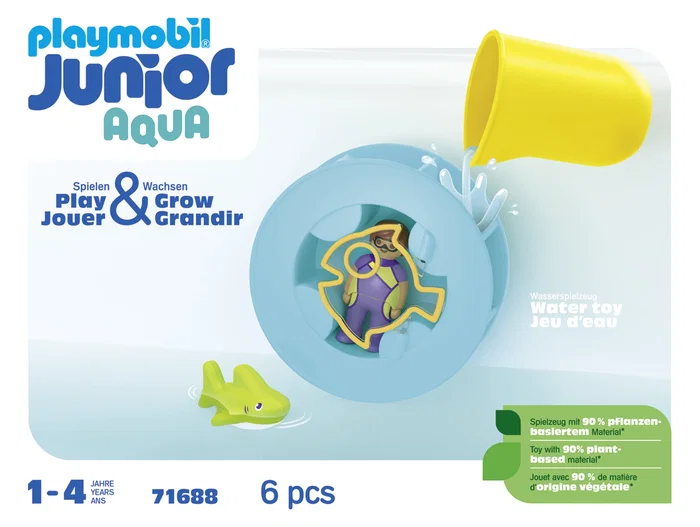 Playmobil Junior Aqua Rueda de agua con bebé tiburón 71688