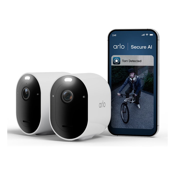 ARLO Pro 6 - Pack de 2 Cámaras de Seguridad Exterior 2K/4MP Inalámbricas con Visión Nocturna, WiFi, Alexa, Google Assistant, IP65, VMC4270P