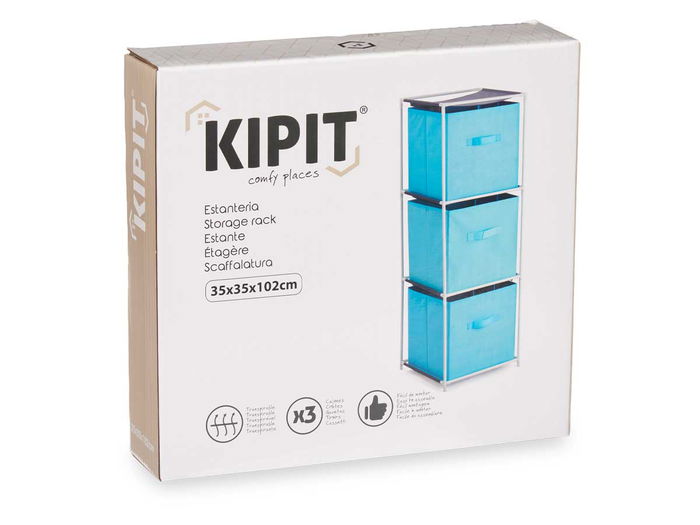 Kipit Estanteria 3 Cajones TNT Azul 32 x 7.5 x 32 cm (Set de 6)