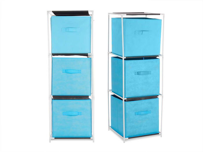 Kipit Estanteria 3 Cajones TNT Azul 32 x 7.5 x 32 cm (Set de 6)