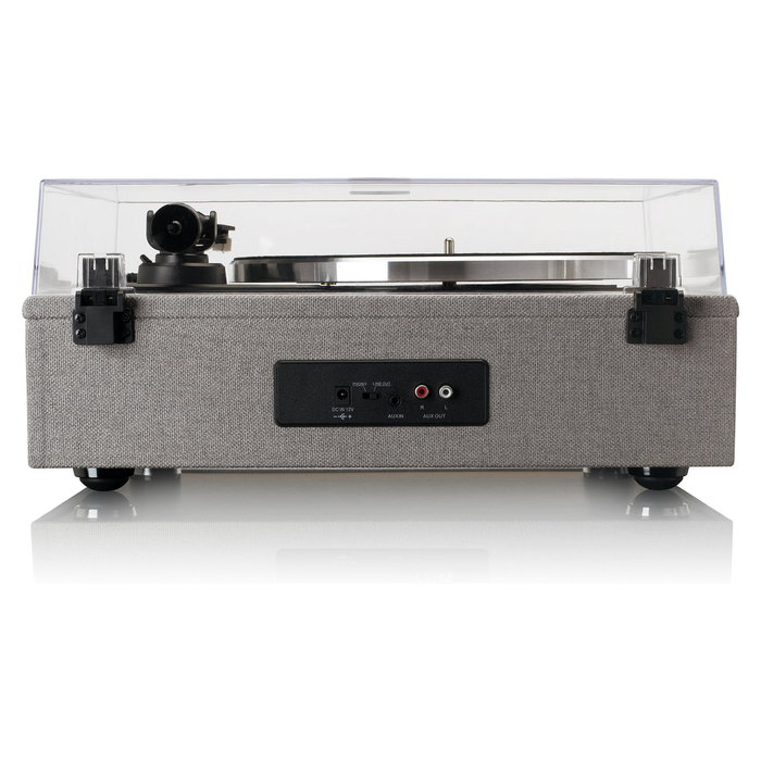 Lenco LS-440GY Tocadiscos de Tracción por Correa Automático Gris, 4 Altavoces, Bluetooth 5.0, Plato de Aluminio 33/45 RPM, Control de Tono y Botones, 40W RMS