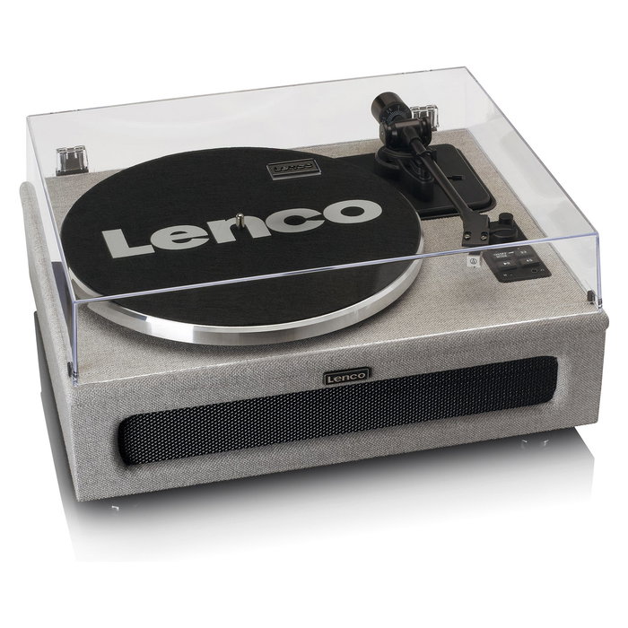 Lenco LS-440GY Tocadiscos de Tracción por Correa Automático Gris, 4 Altavoces, Bluetooth 5.0, Plato de Aluminio 33/45 RPM, Control de Tono y Botones, 40W RMS