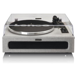 Lenco LS-440GY Tocadiscos de Tracción por Correa Automático Gris, 4 Altavoces, Bluetooth 5.0, Plato de Aluminio 33/45 RPM, Control de Tono y Botones, 40W RMS