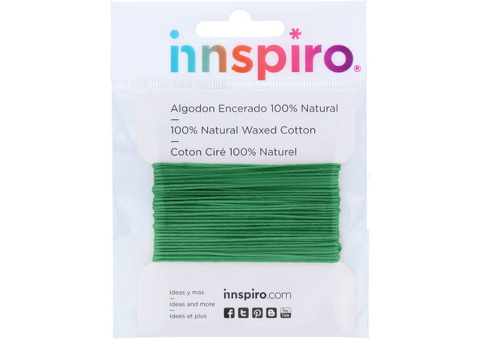 Innspiro Cordón de algodón encerado verde loro 3,0mm 2,5m Innspiro Cordón de algodón encerado verde loro 3,0mm 2,5m