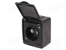 PAWBOL Tomacorriente de alimentación AC 2P+PE 16A 250VAC Negro