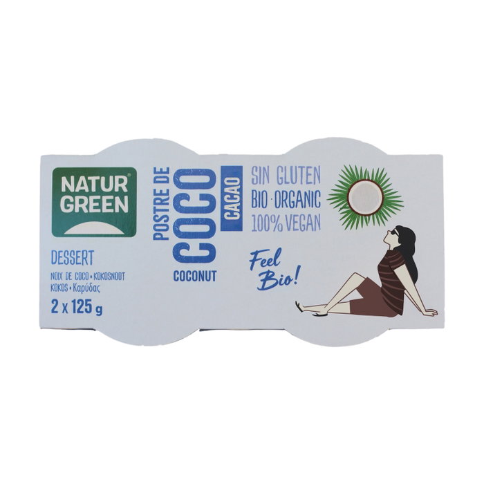 NATURGREEN Postre de Coco con Cacao Bio 2x125g NATURGREEN Postre de Coco con Cacao Bio 2x125g