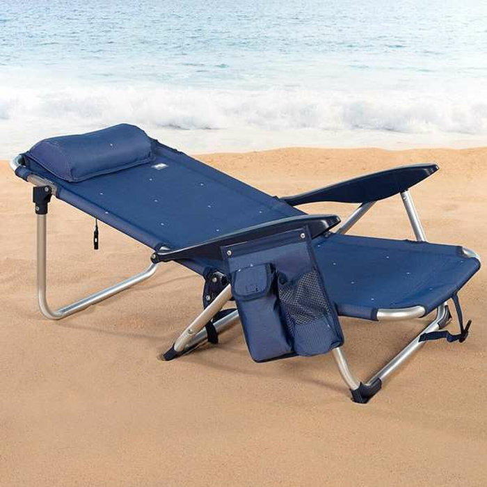 Silla de Playa Aktive Azul oscuro 51 x 45 x 76 cm Playa Silla de Playa Aktive Azul oscuro 51 x 45 x 76 cm Playa