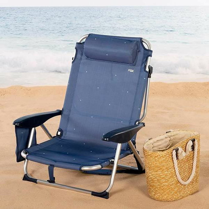 Silla de Playa Aktive Azul oscuro 51 x 45 x 76 cm Playa Silla de Playa Aktive Azul oscuro 51 x 45 x 76 cm Playa