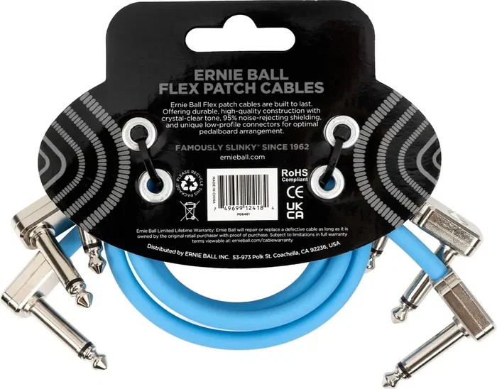Ernieball Flex Patch 12" Azul - Cable para Pedalera, Pack 3 Unidades Ernieball Flex Patch 12" Azul - Cable para Pedalera, Pack 3 Unidades