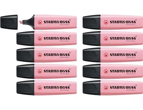 Stabilo Set de 10 Marcadores Fluorescentes Boss Original Rosa Pastel