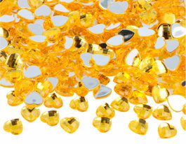 Innspiro Gemas decorativas acrílicas corazón amarillo 10x10mm 1000u. Aprox. de fondo plano plateado
