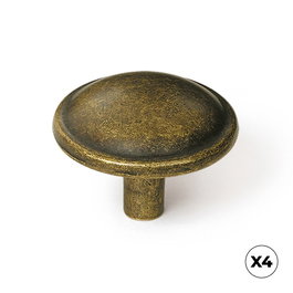 Rei 3118 Pomo para Mueble Ø32 x 24 mm, Zamak Acabado Cuero Viejo/Oro Viejo, Incluye Tornillos M4, Blíster 4 Unidades