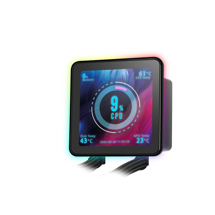 Mars Gaming ML-VISIONPRO240 Kit Refrigeración Líquida AIO CPU con Pantalla IPS 4" Extraíble, 2 Ventiladores ARGB Infinity Mirror, TDP 500W, Compatible Intel/AMD, 120mm, Negro