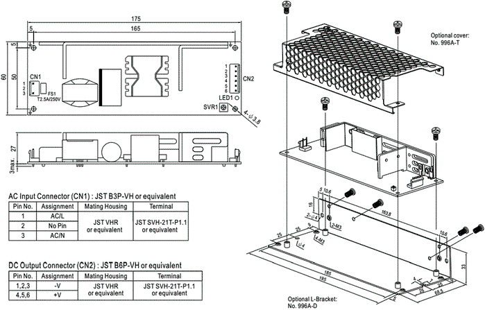MEAN WELL ELP-75 Fuente de alimentación abierta de 75,6W, 24V DC