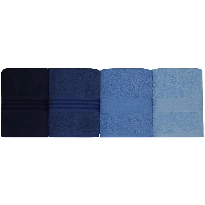 Juego de 4 Toallas de Mano - 50 x 90 cm - Azul
