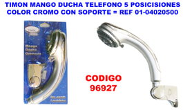Pluvia Mango Teléfono de Ducha con 5 Posiciones y Soporte, Cromo