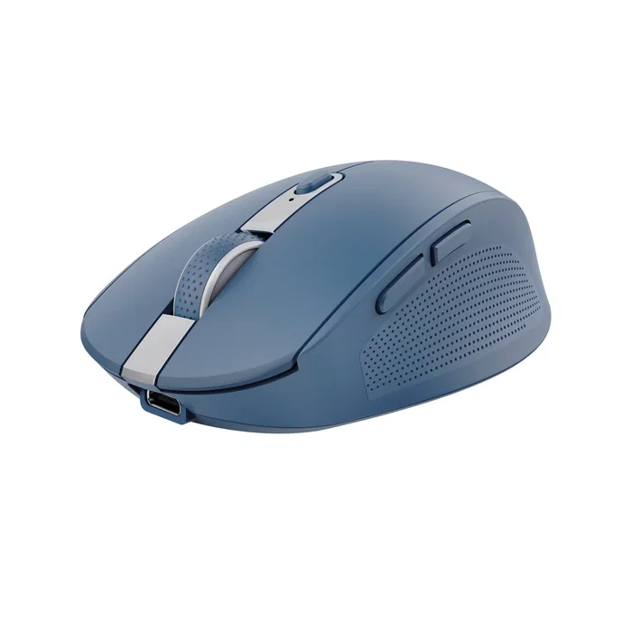Trust Ozaa Ratón Inalámbrico Compacto para Oficina - Bluetooth y RF 2.4GHz - Óptico 3200 DPI - 6 Botones Silenciosos - Batería Recargable - Azul