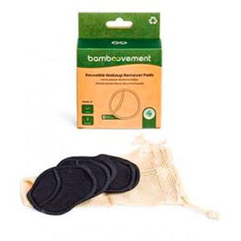 Bamboovement Discos Desmaquillantes Bambú Algodón Negro Reutilizables Ecológicos 6 Unidades