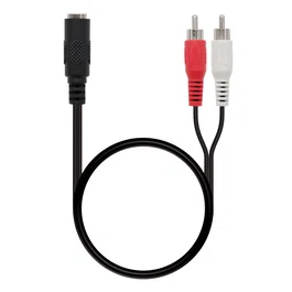Nanocable 10.24.1301 Cable de Audio Estéreo, Conector Jack 3.5mm Hembra a 2 Conectores RCA Macho, Longitud 1.5 Metros, Color Negro
