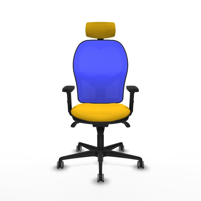 PIQUERAS Y CRESPO Silla de oficina Jorquera con mecanismo Sincro, Tela Amarilla y Malla Azul PIQUERAS Y CRESPO Silla de oficina Jorquera con mecanismo Sincro, Tela Amarilla y Malla Azul
