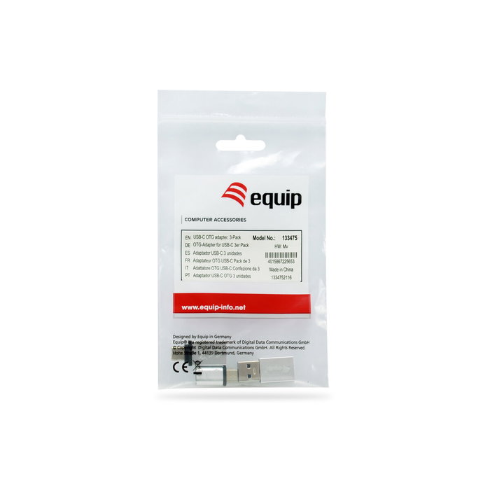 Equip Paquete de 3 Adaptadores OTG USB-C, USB-A y Micro-USB en Plata