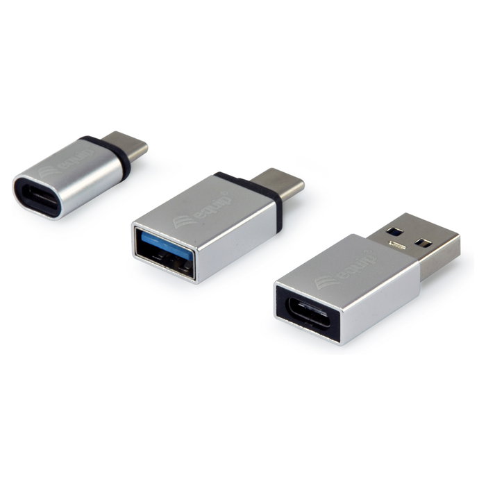 Equip Paquete de 3 Adaptadores OTG USB-C, USB-A y Micro-USB en Plata
