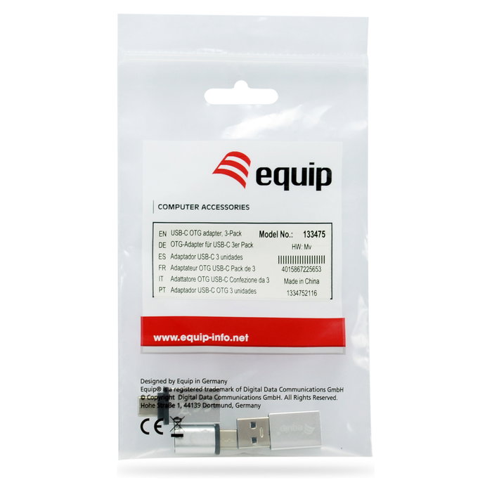 Equip Paquete de 3 Adaptadores OTG USB-C, USB-A y Micro-USB en Plata