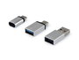 Equip Paquete de 3 Adaptadores OTG USB-C, USB-A y Micro-USB en Plata