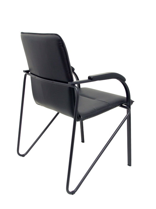 Silla Samba tapizada con Similpiel color Negro. Brazos fijos