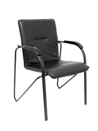 Silla Samba tapizada con Similpiel color Negro. Brazos fijos