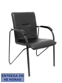 NOWY STYL Pack de 2 sillas Samba en similpiel negro con brazos fijos