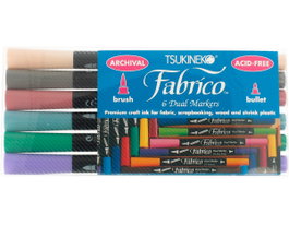 Tsukineko Set de 6 rotuladores para textil Fabrico Markers tonos pastel
