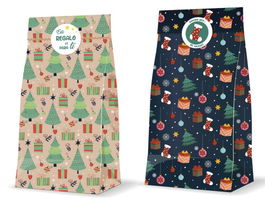 Bismark 332845 Sobre Regalo Navidad Pack 3 Unidades + Adhesivos Papel Kraft 20x42 cm