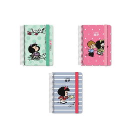 Agenda Escolar (2026-27) Grafoplas Mafalda Espiral Tapa Extra Con Goma A5/A6 Surtido Expositor De 12 6X A5 2D/P 6X A6 D/P