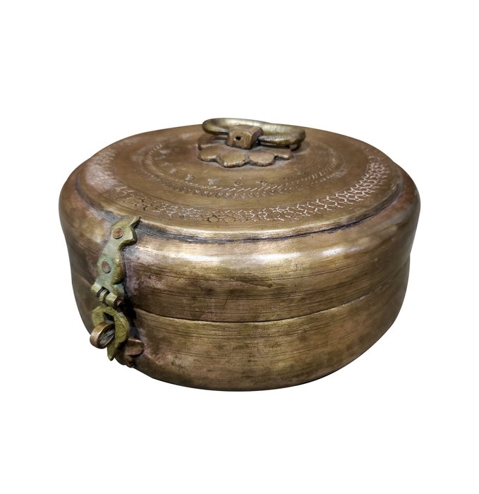 DKD Home Decor Caja Item Home, Laton Cobre, Labrada a Mano, 25 x 25 x 10 cm