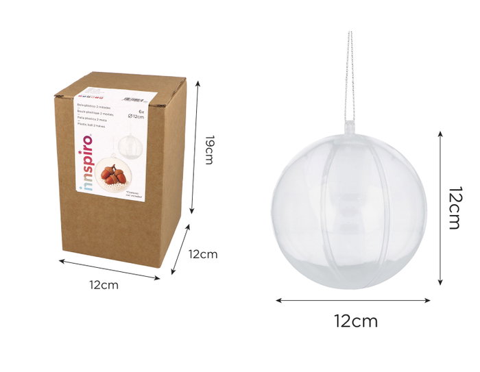 Innspiro Pack de 6 bolas de plástico transparente de 12 cm